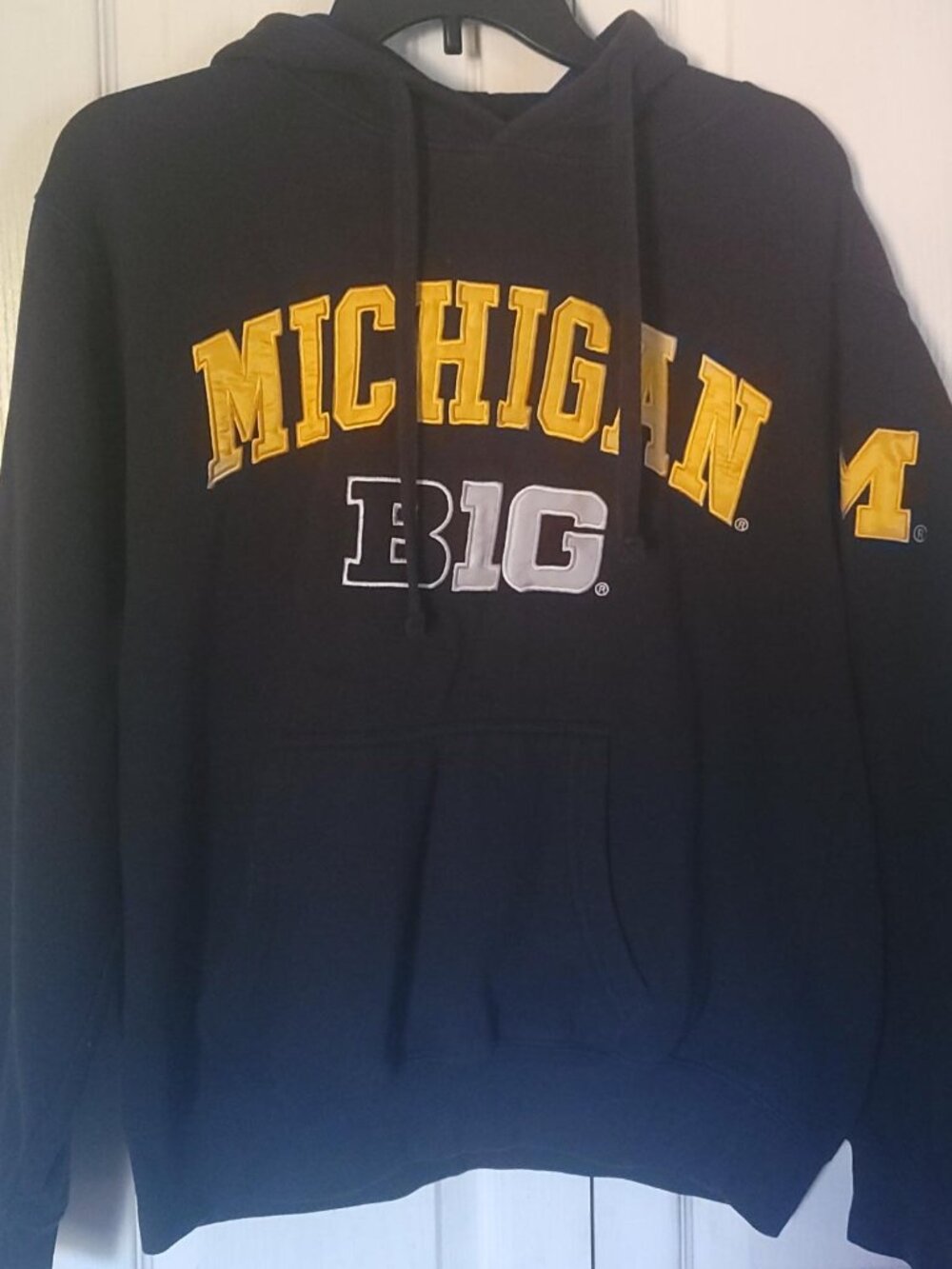 University of Michigan BIG Hooded Sweatshirt Hoodie Black Size Small Embroidered